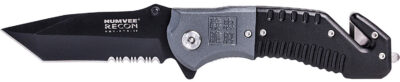 Humvee Adventure Gear HMVKTR08 Humvee Recon Folding Plain/Serrated Black Stainless Steel Blade, Black/GrayHandle