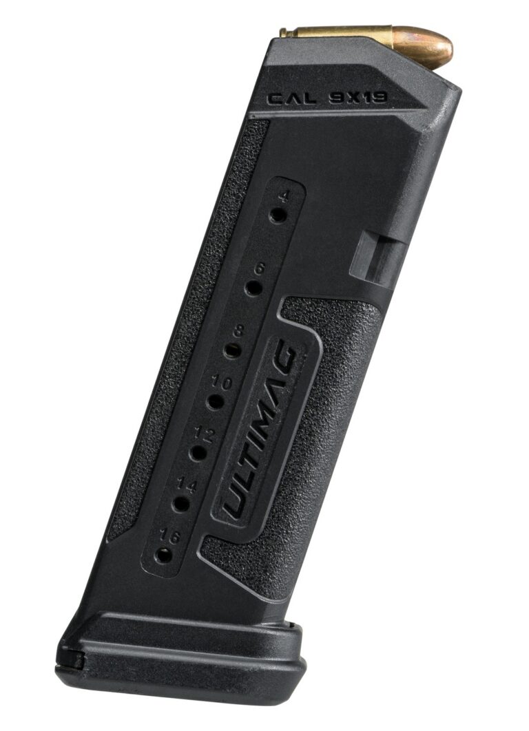 FAB 9×19 16 Round Polymer Magazine For Glock G19 Handguns – Black