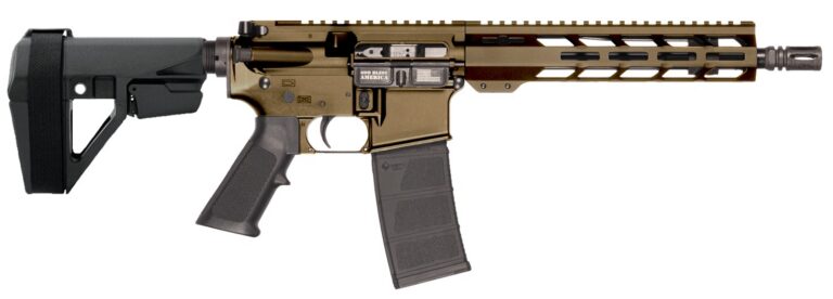 Patriot Ordnance Factory 02541 P-15  Sports South Exclusive 300 Blackout 30+1 10.50″ Threaded Barrel, Burnt Bronze Cerakote Aluminum Receiver w/Picatinny Rail, M-LOK Handguard, Black Polymer SB Tactic