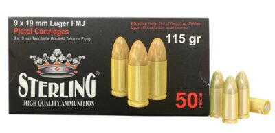 STERLING 9MM 115GR FMJ BRASS 50/1500