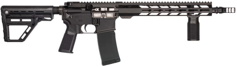 Patriot Ordnance Factory 02548 P-15 Base SMU 300 Blackout 30+1 13.75″ Black Nitride Match Grade Barrel, Black Anodized Aluminum Receiver w/Picatinny Rail, M-LOK Handguard, Black Amend2 Adjustable Poly
