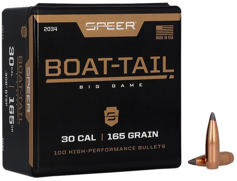 BOAT TAIL 30 CALIBER (0.308”) SOFT POINT BULLETS 30 CALIBER (0.308”) 165GR SOFT POINT 100/BOX BOAT TAIL 30 CALIBER (0.308”) SOFT POINT BULLETS 30 CALIBER (0.308”) 165GR SOFT POINT 100/BOX