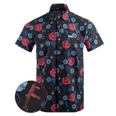 Retro Rifle Fiesta (Blue/Pink) Button Down Size L