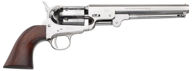Pietta PF51OS36712 1851 Navy “Old Silver” 36 Cal 7.50″ 6rd Old Silver Frame, & Octagon Barrel, Walnut Grip Pietta PF51OS36712 1851 Navy “Old Silver” 36 Cal 7.50″ 6rd Old Silver Frame, & Octagon Barrel, Walnut Grip
