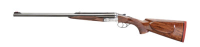 Rizzini USA 7001416 Rhino Express  Full Size 416 Rigby 2rd 23″ Gloss Blued Steel Barrel, Coin Anodized Silver Engraved Steel Receiver, Oiled Turkish Walnut Fixed w/Pistol Grip Wood Stock, Ambidextrous