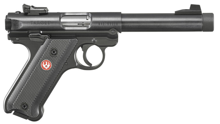 Ruger 40178 Mark IV Target Sports South Exclusive 22 LR 10+1 5.50″ Blued Threaded Bull Barrel, Blued Aluminum Frame, Black Checkered Polymer Grip, Right Hand, Two Magazines Ruger 40178 Mark IV Target Sports South Exclusive 22 LR 10+1 5.50″ Blued Threaded Bull Barrel, Blued Aluminum Frame, Black Checkered Polymer Grip, Right Hand, Two Magazines