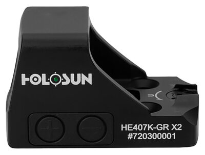 Holosun HE407KGRX2 407  Black Anodized 1 x 0.58″ x 0.77″ 6 MOA Green Dot