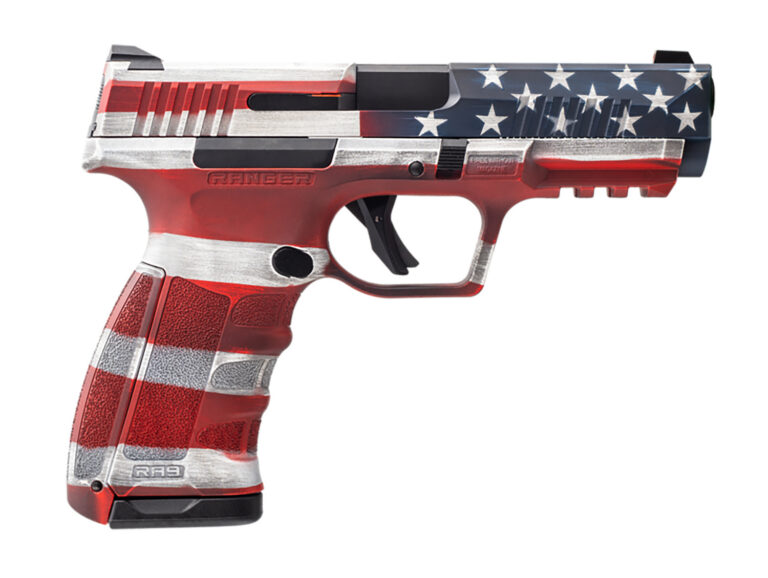 Dickinson LLC RA9US RA9 9mm Luger 17+1 4.25″ Black Steel Barrel, American Flag Cerakote Serrated Aluminum Slide, American Flag Polymer Frame w/Accessory Rail Dickinson LLC RA9US RA9 9mm Luger 17+1 4.25″ Black Steel Barrel, American Flag Cerakote Serrated Aluminum Slide, American Flag Polymer Frame w/Accessory Rail