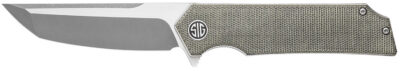 Sig Sauer Knives TS8SG Tsuru  3.30″ Folding Tanto Plain Satin 154CM SS Blade, 4.20″ Green Canvas Micarta Handle