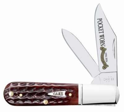 Case 55233 Pocket Worn Barlow Folding 2.50″ Clip Point/1.87″ Pen Plain Mirror Polished Tru-Sharp SS Blade Corn Cob Jigged Mahogany Bone Handle