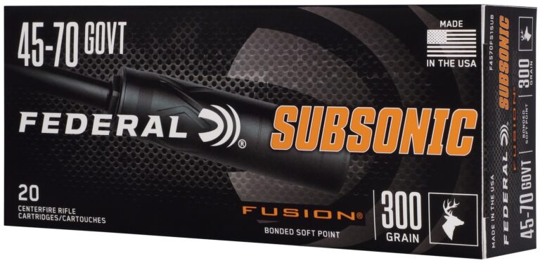 Federal Subsonic Rifle Ammo 45-70 Govt 300 gr. Fusion Subsonic 20 rd. Federal Subsonic Rifle Ammo 45-70 Govt 300 gr. Fusion Subsonic 20 rd.