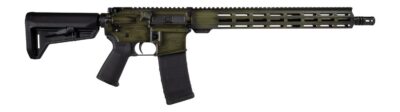 Shark Coast Tactical 300-044-1000-14 Distressed 5.56 NATO 30+1 16″ Black Melonite Threaded Barrel, Green Distressed Cerakote Aluminum Receiver w/Picatinny Rail, M-LOK Handguard, Magpul MOE SL Black Po
