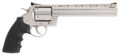 Colt Mfg KODIAKSP8RTS Kodiak  44 Mag 6 Shot 8″ Stainless Ported Vent Rib Barrel, Stainless Unfluted Cylinder & Stainless Steel Frame, Black Rubber Grip, Exposed Hammer