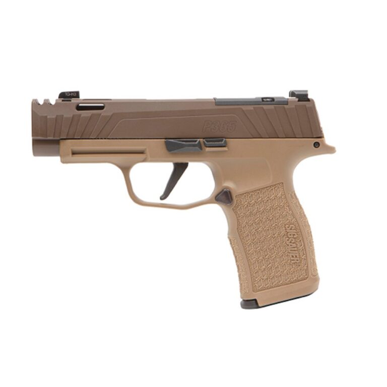 Sig Sauer P365V005 P365XL Spectre Comp Full Size 9mm Luger 12+1/17+1 3.10″ Black Nitride Carbon Steel Barrel, Coyote Cerakote Integrally Compensated/Optic Ready/Serrated Slide, Coyote Tan Stainless Steel Frame w/Picatinny Rail Coyote LXG Module Grips Sig Sauer P365V005 P365XL Spectre Comp Full Size 9mm Luger 12+1/17+1 3.10″ Black Nitride Carbon Steel Barrel, Coyote Cerakote Integrally Compensated/Optic Ready/Serrated Slide, Coyote Tan Stainless Steel Frame w/Picatinny Rail Coyote LXG Module Grips