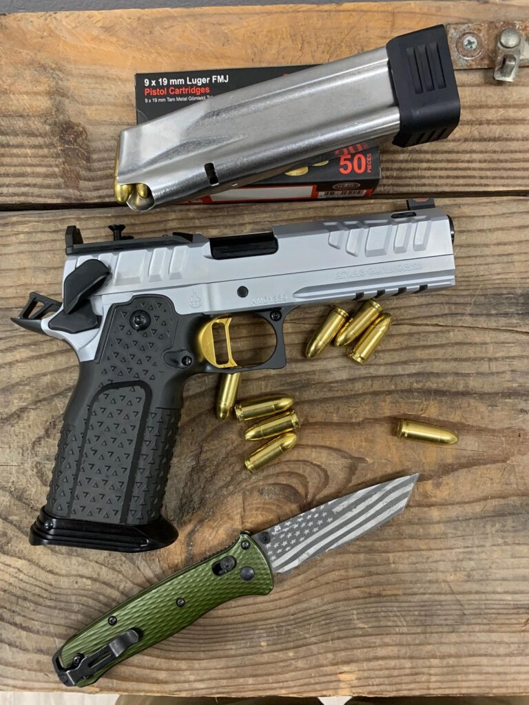 Atlas Gunworks Apollo Pistol – PVD Silver Finish with Soft and Hard Case and 8 Classic 140mm Stainless Steel Mags Basepad – Black Atlas Gunworks Apollo Pistol – PVD Silver Finish with Soft and Hard Case and 8 Classic 140mm Stainless Steel Mags Basepad – Black