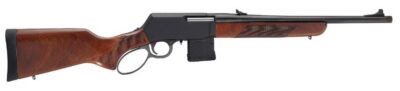 Henry H023450 Supreme  450 Bushmaster 5+1 18″ Blued Threaded Barrel, Black Hardcoat Anodize Aluminum Drilled & Tapped Receiver, American Walnut Fixed w/Pistol Grip Stock