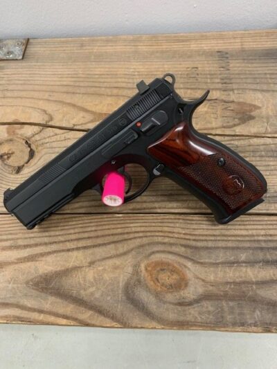 CZ USA, 75 SP01, Semi Auto, 4.6″, 9mm, 2 Magazines, OEM Box, Manual, OEM Cable Lock, Coco Bolo Wood grips, OEM Grips included, Like New