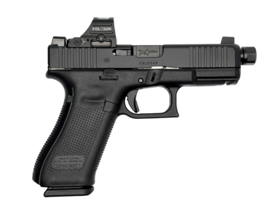 GLOCK 45V SHARK PUPPY BLACK 9MM THREADED BARREL 17RD SAVIOR BAG HOLOSUN 407C OPTIC NO SUPPRESSOR PV4550203SPFDE-NS