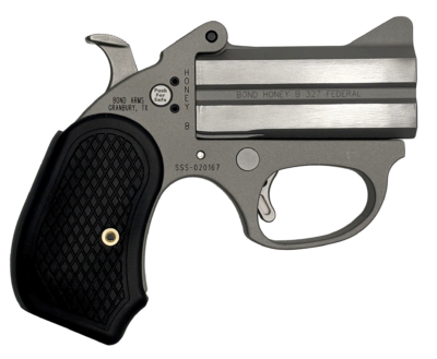 BOND HONEY-B (STINGER SERIES) THIN STAINLESS STEEL FRAME 327FED 3IN BARREL 2RD SILVER THE ROUGH SERIES FINISH B6 EXTENDED GRIPS BAHB – 327 FED