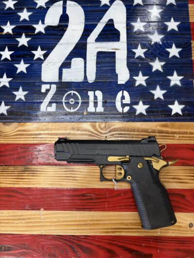 Alpha American AAF-3 Comm Sing Shot Pistol – Alpha Stack – Black with Gold parts