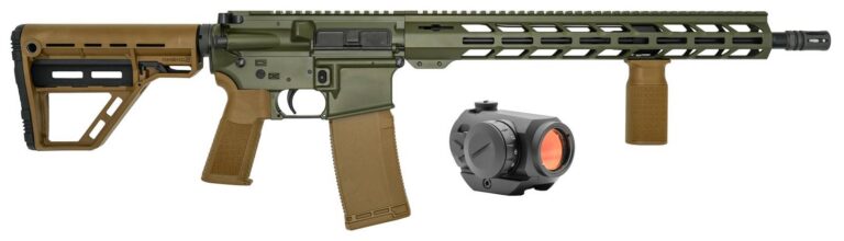 POF USA California Olive Drab Cerakote P-15 BASE 5.56 NATO
Rifle, 16.5″ Barrel, MICRO B, JUGGERNAUT KIT, 15″ M-LOK
Rail, FDE AMEND2 Stock & Grip, Low Profile Gas Block, FDE
10 Round AMEND2 Magazine, AMEND2 Vertical Grip,
ZERO TECH Thrive Red Dot POF USA California Olive Drab Cerakote P-15 BASE 5.56 NATO
Rifle, 16.5″ Barrel, MICRO B, JUGGERNAUT KIT, 15″ M-LOK
Rail, FDE AMEND2 Stock & Grip, Low Profile Gas Block, FDE
10 Round AMEND2 Magazine, AMEND2 Vertical Grip,
ZERO TECH Thrive Red Dot