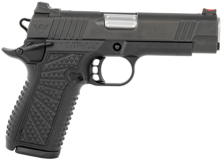 Wilson Combat SFT9CM42A SFT9  9mm Luger 15+1 (2) 4.25″ Stainless, Black, Beavertail Frame, Integrated Grips, Fiber Optic Sights, Ambi Safety
