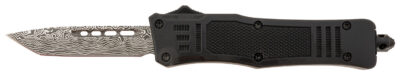 Steel River Knives MT616BDP Spartan  Mini 2.75″ OTF Tanto Plain Laser Etched Damascus 440C SS Blade/4.25″ Black Aluminum Zinc Alloy Handle