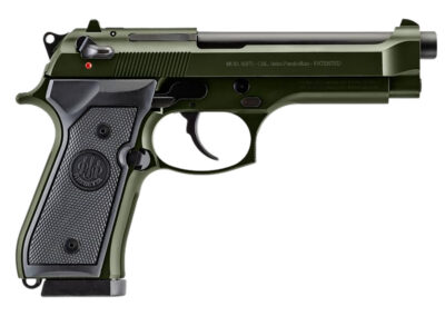 Beretta USA J92F300GR10 92FS  Full Size Frame 9mm Luger 10+1 4.90″ Black Steel Barrel, OD Green Cerakote Serrated Slide, OD Green Cerakote Aluminum Frame w/Beavertail, Black Textured Grip