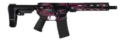 Shark Coast Tactical SCC07053ANBCHY-P Anime-15 5.56 NATO 30+1 10.50″ Black Nitride Threaded Barrel, Black Cherry Cerakote Aluminum Receiver w/Picatinny Rail, Polymer SB Tactical SBA3 Brace, Magpul MOE