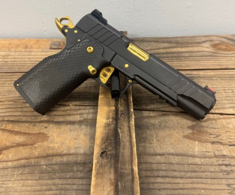 Alpha American AAF-3 Gov Sing Shot Pistol – Alpha Stack – Black with Gold parts Alpha American AAF-3 Gov Sing Shot Pistol – Alpha Stack – Black with Gold parts