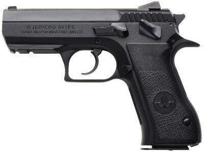 IWI US J941FS910ORP Jericho 941 Mid-Size Frame 9mm Luger 10+1 3.80″ Black Chrome Lined Steel Barrel, Black Serrated Steel Slide & Frame w/Beavertail & Picatinny Rail, Black Textured Grips