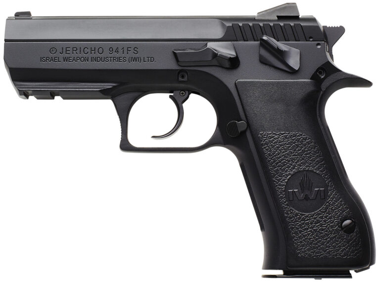 IWI US J941FS910ORP Jericho 941 Mid-Size Frame 9mm Luger 10+1 3.80″ Black Chrome Lined Steel Barrel, Black Serrated Steel Slide & Frame w/Beavertail & Picatinny Rail, Black Textured Grips