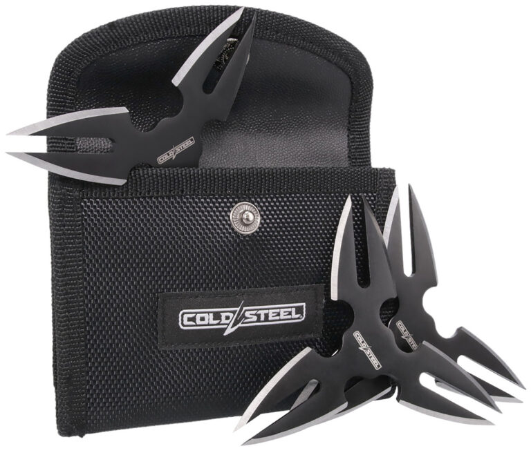 Cold Steel CSTH15STR3PK Throwing Stars  Three 1.50″ Black Oxide 420 Stainless Steel Blades Includes Sheath