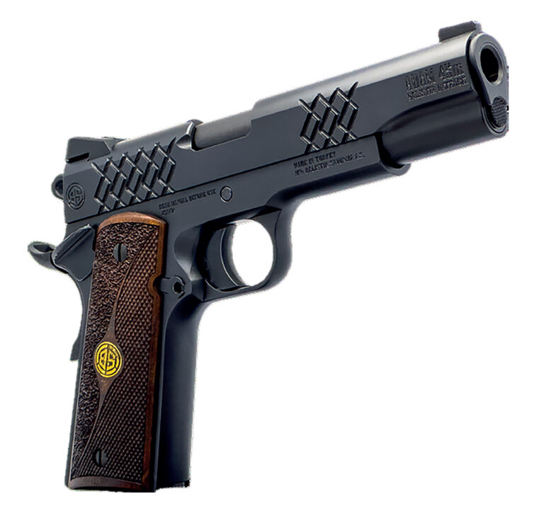 Dickinson LLC DKSN45BM 1911 Adam Full Size Frame 45 ACP 8+1 5″ Matte Black Button Rifled Barrel, Matte Black Serrated Aluminum Slide, Matte Black Steel Frame, Wood Grips Dickinson LLC DKSN45BM 1911 Adam Full Size Frame 45 ACP 8+1 5″ Matte Black Button Rifled Barrel, Matte Black Serrated Aluminum Slide, Matte Black Steel Frame, Wood Grips