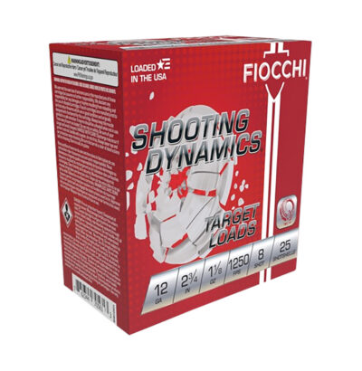 FIOCCHI 12ga FAST SHOOTING DYNAMICS 2 3/4″ 1 1/8OZ #8 SHOT 1250FPS 25RD