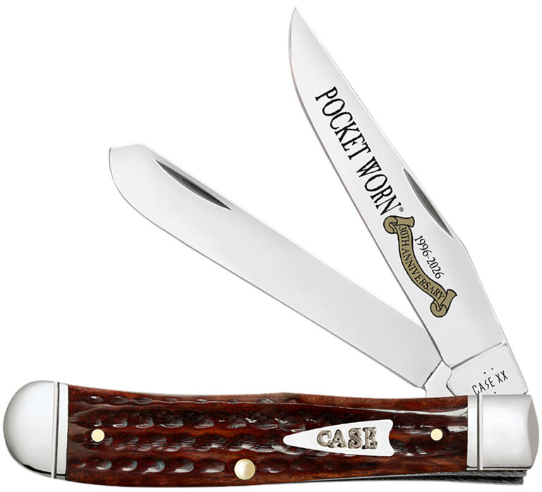 Case 55230 Pocket Worn Trapper Folding Clip Point/Spey Plain Mirror Polished Tru-Sharp SS Blade, Corn Cob Jigged Mahogany Bone Handle Case 55230 Pocket Worn Trapper Folding Clip Point/Spey Plain Mirror Polished Tru-Sharp SS Blade, Corn Cob Jigged Mahogany Bone Handle