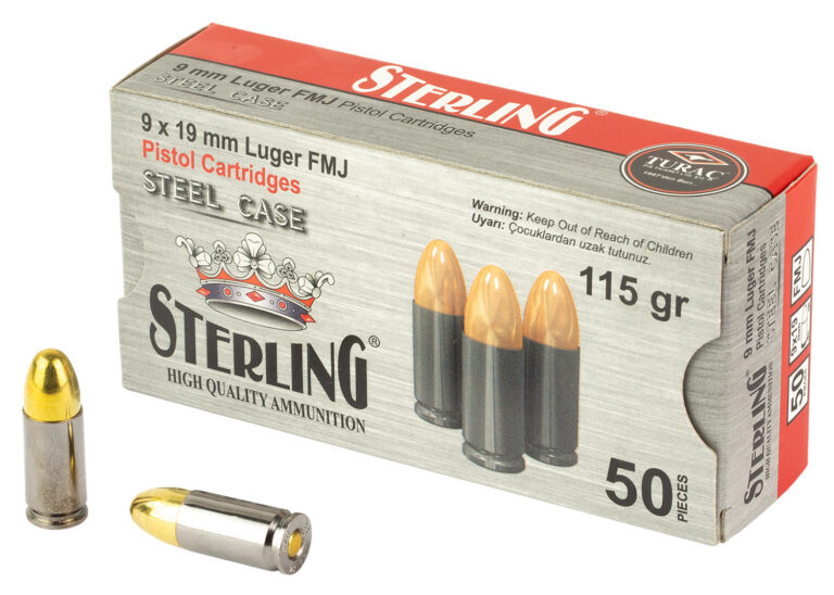 STERLING 9MM 115GR FMJ STEEL 50/1000 STERLING 9MM 115GR FMJ STEEL 50/1000
