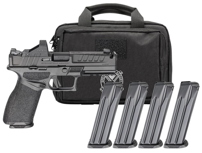 Springfield Armory EC9459BCACOMPPAC Echelon Comp Gear Pac *CA Compliant 9mm Luger 10+1 4.50″ Black Melonite Ported Barrel & Steel Integrated Compensator/Optic Ready/Serrated Slide, Black Polymer Frame w/Picatinny Rail, Viridian RFX-11 Green Dot Springfield Armory EC9459BCACOMPPAC Echelon Comp Gear Pac *CA Compliant 9mm Luger 10+1 4.50″ Black Melonite Ported Barrel & Steel Integrated Compensator/Optic Ready/Serrated Slide, Black Polymer Frame w/Picatinny Rail, Viridian RFX-11 Green Dot