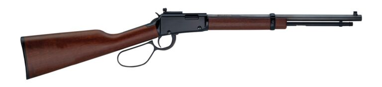 Henry H001TRP22M Tracker Carbine 22 WMR 10+1 16.50″ Blued Octagon Barrel, Black Aluminum Grooved Receiver, American Walnut Straight Grip Stock