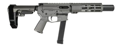 Shark Coast Tactical SCC06759SPGY9 Sneeky Pete 9mm Luger 30+1 5.50″ Black Melonite Threaded Barrel, Gray Cerakote, SB Tactical SBA3 Brace