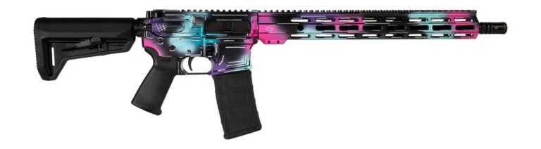Shark Coast Tactical SCC101938DISB Anime-15 5.56 NATO 30+1 16″ Black Nitride Threaded Barrel, Disco Cerakote Aluminum Receiver w/Picatinny Rail, M-LOK Handguard, Magpul Collapsible Black Polymer Stoc Shark Coast Tactical SCC101938DISB Anime-15 5.56 NATO 30+1 16″ Black Nitride Threaded Barrel, Disco Cerakote Aluminum Receiver w/Picatinny Rail, M-LOK Handguard, Magpul Collapsible Black Polymer Stoc