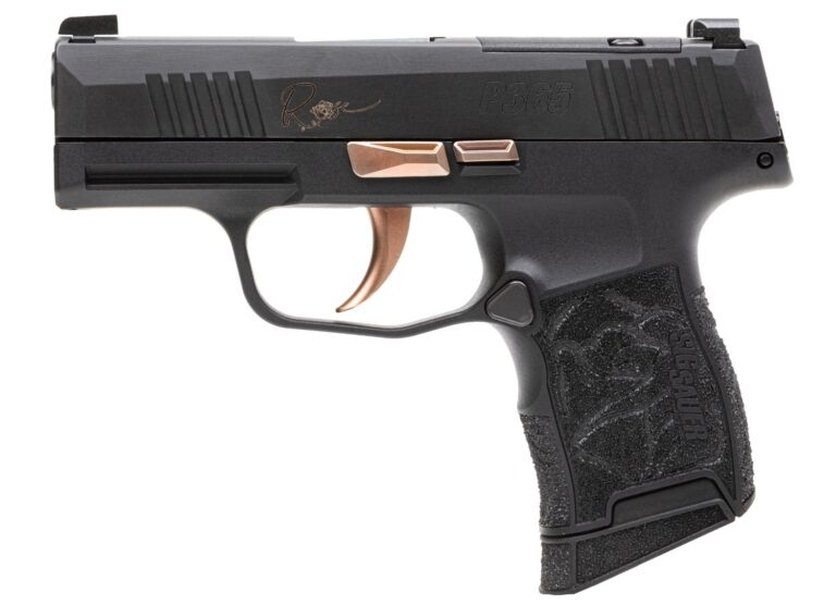 Sig Sauer 365380ROSE P365 Rose Kit Micro-Compact 380 ACP 10+1 3.10″ Black Nitron Stainless Steel Optic Ready/Serrated Slide, Black w/Rose Gold Accents Stainless Steel Frame w/Accessory Rail, Black Las Sig Sauer 365380ROSE P365 Rose Kit Micro-Compact 380 ACP 10+1 3.10″ Black Nitron Stainless Steel Optic Ready/Serrated Slide, Black w/Rose Gold Accents Stainless Steel Frame w/Accessory Rail, Black Las