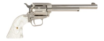 Heritage Mfg RR22NI6WP Rough Rider 22 LR 6 Shot 6.50″ Nickel Satin Alloy Steel Barrel & Cylinder, Nickel Zinc Alloy Frame, White Pearl Grip, Manual Safety