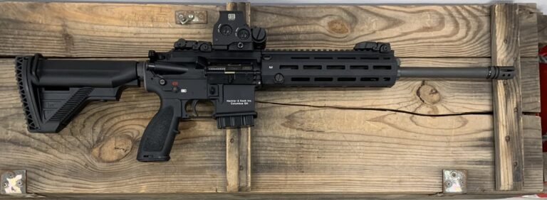 Heckler & Koch MR556A1 with EOTech EXPS3-4, Maglocked, Magpul MS1 Sling, (2) 10 rd Magazines, Cable Lock, OEM Black HK Cloth Bag Heckler & Koch MR556A1 with EOTech EXPS3-4, Maglocked, Magpul MS1 Sling, (2) 10 rd Magazines, Cable Lock, OEM Black HK Cloth Bag