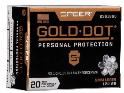 SPEER Gold Dot Handgun Personal Protection 9MM LUGER 124 GR 50 RD AMMO