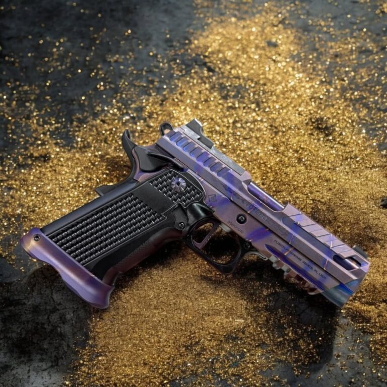 Fusion Firearms Limited Edition XP Pro Blue Tiger — Double PVD. 25ACP, Single Shot Handgun, 9″, Blue/Purple/Yellow.
