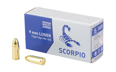 Scorpio Ammo 9mm 115gr Fmj 50/1000 Scorpio Ammo 9mm 115gr Fmj 50/1000