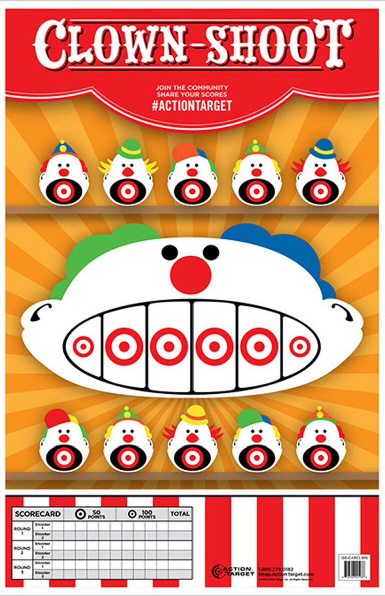 ACTION TARGET INC GS-CARCLWN-100 Action Clown-Shoot Hanging Paper 23″ x 35″ Clow