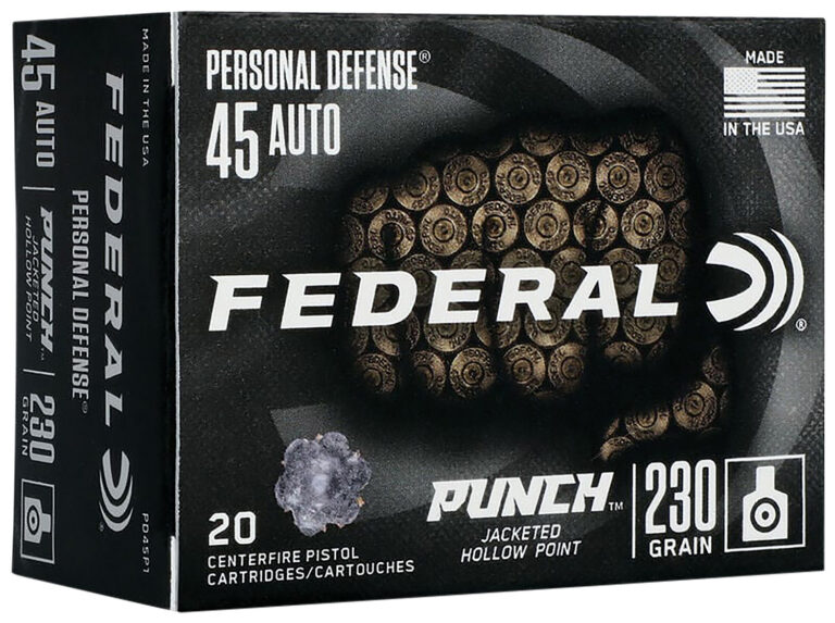 Federal PD45P1 Punch Personal Defense 45ACP 230gr Jacketed Hollow Point 20 Per Box/10 Case Federal PD45P1 Punch Personal Defense 45ACP 230gr Jacketed Hollow Point 20 Per Box/10 Case