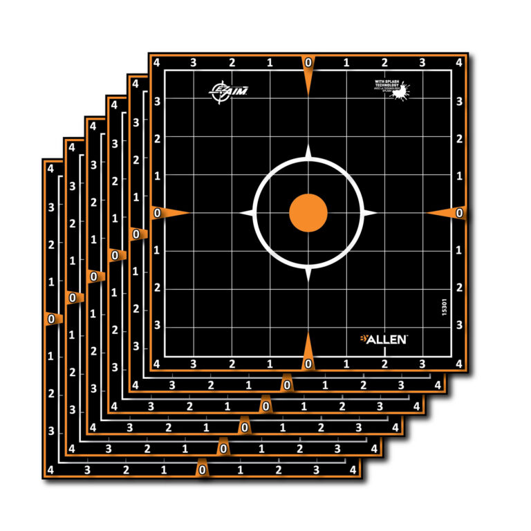 EZ-Aim 15301 Splash Reactive Self-Adhesive Paper Black/Orange 8″ Sight-In Grid 6 Pack EZ-Aim 15301 Splash Reactive Self-Adhesive Paper Black/Orange 8″ Sight-In Grid 6 Pack